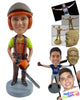 Custom Bobblehead Lumber dude wearing safety vest and holding a chainsaw  - Careers & Professionals Architects & Engineers Personalized Bobblehead & Action Figure