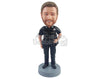 Custom Bobblehead Fully geared police officer ready for days work with one hand on the hip - Careers & Professionals Arms Forces Personalized Bobblehead & Action Figure