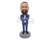 Custom Bobblehead Important business dude with crossed arms waiting for business results in a nice suit - Careers & Professionals Corporate & Executives Personalized Bobblehead & Action Figure