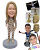 Custom Bobblehead Arm woman officer wearing her uniform giving a thumbs up  - Careers & Professionals Arms Forces Personalized Bobblehead & Action Figure