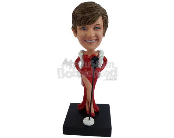 Custom Bobblehead Cool Singer Gal Ready To Rock - Careers & Professionals Musicians Personalized Bobblehead & Cake Topper