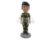 Custom Bobblehead Army Officer On His Duty Wearing Army Suit - Careers & Professionals Arm Forces Personalized Bobblehead & Cake Topper