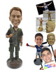 Custom Bobblehead Officer In Tracksuit And Trousers With Heavy Boots - Careers & Professionals Arm Forces Personalized Bobblehead & Cake Topper