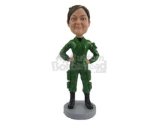 Custom Bobblehead Female Officer In Her Attire And Ready To Go - Careers & Professionals Arm Forces Personalized Bobblehead & Cake Topper