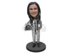 Custom Bobblehead Female Astronaut In His Space Suit Holding The Space Shuttle - Careers & Professionals Astronauts Personalized Bobblehead & Cake Topper