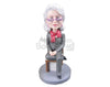 Custom Bobblehead Stylish Corporate Lady Sitting On A Chair Wearing Corporate Jacket, Pants With A Scarf Around Her Neck - Careers & Professionals Corporate & Executives Personalized Bobblehead & Cake Topper