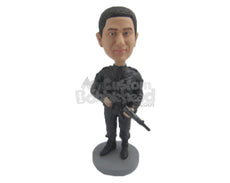 Custom Bobblehead Special Agent Wearing A Heavy Suit Will Finish Crimes In The City - Careers & Professionals Arm Forces Personalized Bobblehead & Cake Topper
