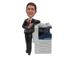 Custom Bobblehead Office Assistant Wearing Formal Attire Standing Beside A Copy Machine - Careers & Professionals Corporate & Executives Personalized Bobblehead & Cake Topper
