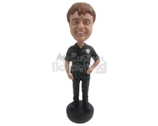 Custom Bobblehead Police Officer Ready To Fight Crime In The City - Careers & Professionals Arm Forces Personalized Bobblehead & Cake Topper