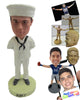 Custom Bobblehead Navy Officer In Shiny Officer Uniform - Careers & Professionals Arm Forces Personalized Bobblehead & Cake Topper