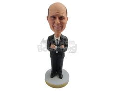 Custom Bobblehead Stylish Corporate Dude Wearing A Stylish Suit, Pants With Shoes - Careers & Professionals Corporate & Executives Personalized Bobblehead & Cake Topper