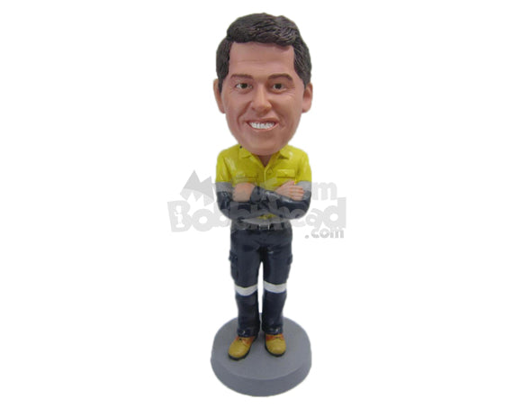 Custom Bobblehead Firefighter Dude In His Uniform Is Ready For Some Action - Careers & Professionals Firefighters Personalized Bobblehead & Cake Topper