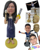 Custom Bobblehead Housewife Wearing Suspenders And Doing The Cleaning Work - Careers & Professionals Casual Females Personalized Bobblehead & Cake Topper