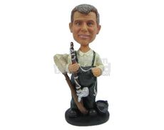 Custom Bobblehead Gentlemen Wearing Suspenders With A Piece Of Wood And Some Laces In His Hand - Careers & Professionals Casual Males Personalized Bobblehead & Cake Topper