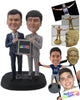 Custom Bobblehead Two Stylish Corporate Dudes Displaying A Photo Frame - Careers & Professionals Corporate & Executives Personalized Bobblehead & Cake Topper