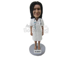 Custom Bobblehead Female Doctor With Stethoscope Around The Neck - Careers & Professionals Medical Doctors Personalized Bobblehead & Cake Topper