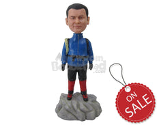 Custom Bobblehead Rock Climber In His Tracksuit Ready To Climb - Careers & Professionals Climbing Personalized Bobblehead & Cake Topper
