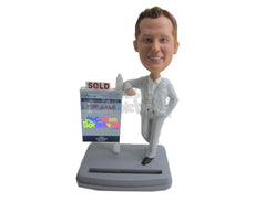 Custom Bobblehead Stylish Male Real Estate Agent In Formal Suit Selling A Property - Careers & Professionals Real Estate Agents Personalized Bobblehead & Cake Topper