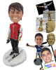 Custom Bobblehead Male Skier Posing Before Going Down The Slopes - Sports & Hobbies Skiing & Skiing Personalized Bobblehead & Cake Topper
