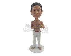 Custom Bobblehead Brazilian Martials Artist In Relaxed Pose Ready To Scare You Off - Sports & Hobbies Boxing & Martial Arts Personalized Bobblehead & Cake Topper