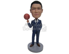 Custom Bobblehead Stylish Dude In Formal Attire With Showing Some Basketball Tricks - Sports & Hobbies Basketball Personalized Bobblehead & Cake Topper