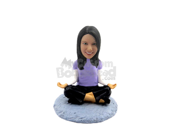 Custom Bobblehead Female Yoga Practitioner Relaxing Every Single Body Muscle - Sports & Hobbies Yoga & Relaxation Personalized Bobblehead & Cake Topper