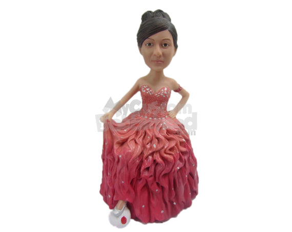 Custom Bobblehead Gorgeous Soccer Girl Wearing Sexy Gown - Sports & Hobbies Soccer Personalized Bobblehead & Cake Topper
