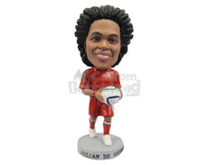 Custom Bobblehead Male Rugby Player With Ball In Hand - Sports & Hobbies Soccer Personalized Bobblehead & Cake Topper