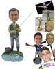 Custom Bobblehead Fisherman Pal Waiting For His Catch - Sports & Hobbies Fishing Personalized Bobblehead & Cake Topper