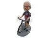 Custom Bobblehead Cyclist Walking Next To Road Bike Relaxing The Leg Muscles - Sports & Hobbies Cycling Personalized Bobblehead & Cake Topper