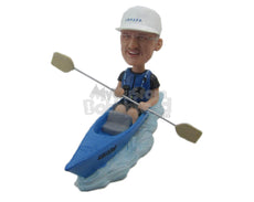 Custom Bobblehead Male Canoeing Aficionado Riding His Fast Canoe - Sports & Hobbies Surfing & Water Sports Personalized Bobblehead & Cake Topper