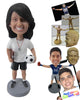 Custom Bobblehead Female Soccer Coach With Notebook And Ball In Hand - Sports & Hobbies Soccer Personalized Bobblehead & Cake Topper