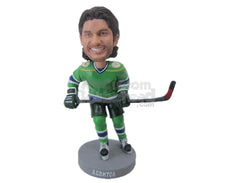 Custom Bobblehead Ice Hockey Dude Staking In Ice With His Hockey Stick - Sports & Hobbies Ice & Field Hockey Personalized Bobblehead & Cake Topper