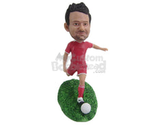 Custom Bobblehead Male Soccer Player Ready To Kick With Power - Sports & Hobbies Soccer Personalized Bobblehead & Cake Topper
