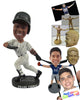 Custom Bobblehead Male Baseball Player Running After Hitting The Ball In The Air - Sports & Hobbies Baseball Personalized Bobblehead & Cake Topper