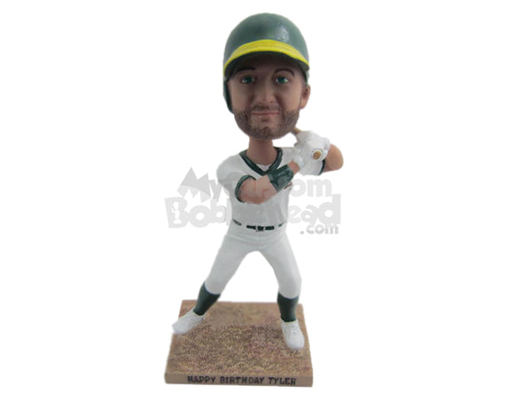 Custom Bobblehead Male Baseball Player Looking To Hit The Ball As Far As He Can - Sports & Hobbies Baseball & Softball Personalized Bobblehead & Cake Topper