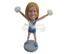 Custom Bobblehead Sexy Cheerleader Wearing Short Casual Outfit Cheering For Her Team - Sports & Hobbies Cheerleading Personalized Bobblehead & Cake Topper