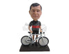Custom Bobblehead Male Cyclist Posing Behind His Fast Bicycle - Sports & Hobbies Cycling Personalized Bobblehead & Cake Topper
