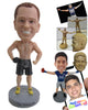 Custom Bobblehead Muscular Body Builder Wearing Shorts Showing His Body - Sports & Hobbies Weight Lifting & Body Building Personalized Bobblehead & Cake Topper