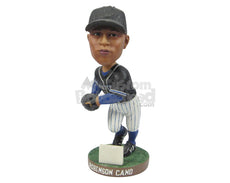 Custom Bobblehead Male Baseball Player About To Pitch The Ball - Sports & Hobbies Baseball & Softball Personalized Bobblehead & Cake Topper