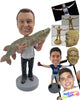 Custom Bobblehead Fisherman In Casual Attire Catches A Big Fish - Sports & Hobbies Fishing Personalized Bobblehead & Cake Topper