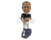 Custom Bobblehead Cool Dude Football Player Running With The Ball In Hand - Sports & Hobbies Football Personalized Bobblehead & Cake Topper