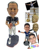 Custom Bobblehead Cool Dude Football Player Running With The Ball In Hand - Sports & Hobbies Football Personalized Bobblehead & Cake Topper