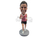 Custom Bobblehead Female Runner Running In The Marathon - Sports & Hobbies Running Personalized Bobblehead & Cake Topper