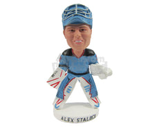 Custom Bobblehead Male Ice Hockey Goalkeeper Determined Not To Let Go Anything Past Him - Sports & Hobbies Ice & Field Hockey Personalized Bobblehead & Cake Topper