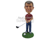 Custom Bobblehead Handsome Golfer Wearing A Polo Shirt And Ready To Tee Off - Sports & Hobbies Golfing Personalized Bobblehead & Cake Topper
