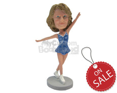 Custom Bobblehead Attractive Female Ice Skater Wearing A Sexy Short Dress - Sports & Hobbies Cheerleading Personalized Bobblehead & Cake Topper