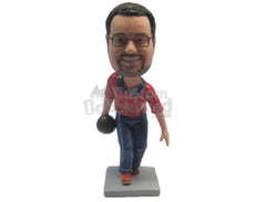 Custom Bobblehead Bowling Dude Wearing Professional Bowling Outfit - Sports & Hobbies Bowling Personalized Bobblehead & Cake Topper