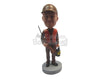 Custom Bobblehead Male Hunter Wearing Vintage Hunting Outfit With A Riffle And Kerosene Lamp - Sports & Hobbies Hunting & Outdoors Personalized Bobblehead & Cake Topper