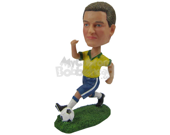 Custom Bobblehead Fast Soccer Player Running With The Ball - Sports & Hobbies Soccer Personalized Bobblehead & Cake Topper